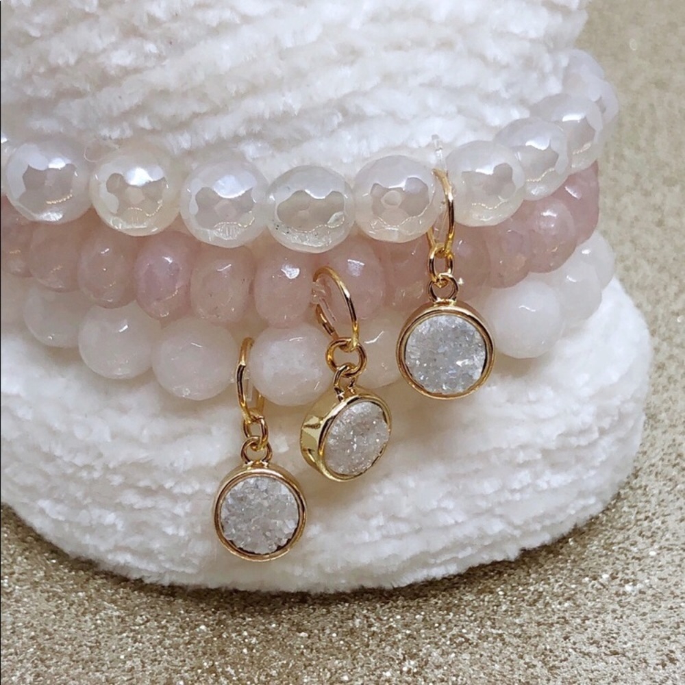 🎉6XHP🎉 White Druzy-Mystic Faceted White Chalcedony - Picture 2 of 2